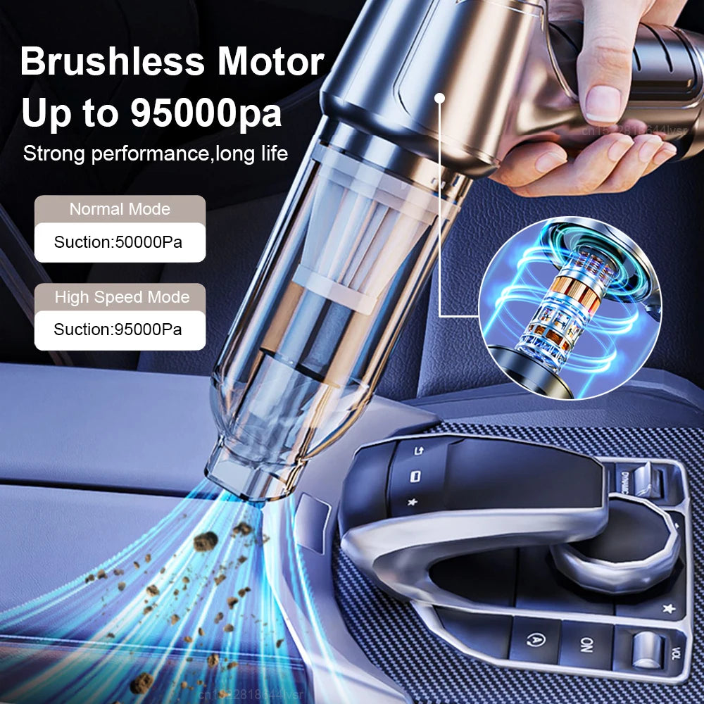 Car Vacuum Cleaner 95000PA Strong Suction Portable Wireless Vacuum Cleaner